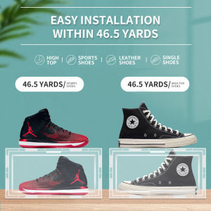 【One Cat Shop】6Pcs Large Sneaker Flip-open Storage Box Foldable Stackable AJ Shoebox New Shoe Rack Shoe Cabinet Storage Organizer
