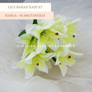 SFS - [7 KEPALA] BUNGA PALSU LILY BAHAN KAIN 1 TANGKAI BERCABANG 7 ARTIFICIAL FLOWER BUNGA HIAS BUNGA TIGER LILY PALSU BUNGA VAS PAJANGAN HIASAN