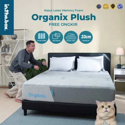 Kasur Latex Spring Bed Natural Fabric IN THE BOX ORGANIX PLUSH - FREE Bantal & Mattress Protector Ukuran 90x200 100x200 120x200 140x200 160x200 180x200 & 200x200
