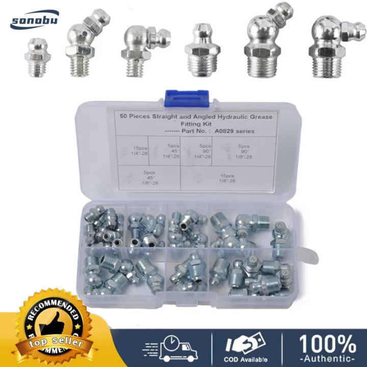 Hydraulic Zerk Grease Fitting Kit Metal Grease Nipple Fitting Universal
