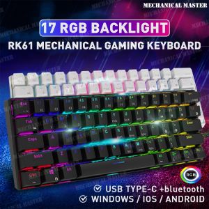 [Hot Swappable] RK61 Real Mechanical Keyboard Gaming Bluetooth Wireless 60% RGB RK 61 61 Keys 3 Mode Keychron K12