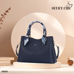 Túi Xách Nữ Công Sở Sang Chảnh IDIGO FB2-5055 Túi Đeo Chéo Thời Trang Phối Khăn Lụa Đi Tiệc Cao Cấp