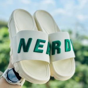 Dép nerdy Quai Ngang Nam nữ Cao Cấp Đế LR Cao 4 cm Dép NERRDY thêu chữ săc nét mang êm chống trơn trượt