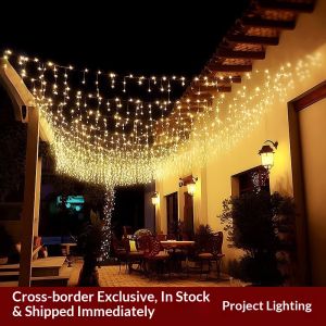 LEBI Outdoor Solar LED Star Curtain Lights for Garden Patio Wedding Decoration Waterproof String Fairy Lights