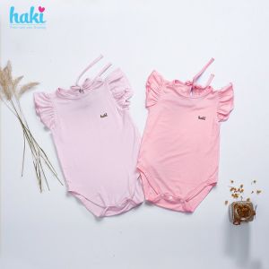Bộ bodychip cánh tiên vải tre cao cấp cho bé sơ sinh - 1 tuổi HAKI BB031 (4-10kg) + Set áo liền quần chất liệu cao cấp xuất khẩu Canada siêu mềm mịn Haki bodysuit cho bé gái baby bodysuit bamboo fabric