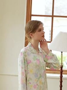 Summer Rayon Satin Short Sleeve Pajamas Fresh Vanilla Mint High Quality Comfortable Homewear Set