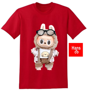 Kaos Pria Model Terkini Trending Motif 3D Bahan katun 24 Labubu Kacamata H0410