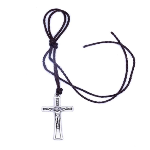 Retro Rope Jesus for Cross Necklace Pendant for Men Women Catholic Relig