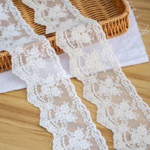 NALANILI 2 Yards Chiều dài 2 thước Viền ren thêu Kết cấu lưới mềm mại Rộng 8cm Viền ren cotton Cổ điển Trắng amp Màu mơ May viền ren Dành cho các dự án tự làm