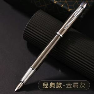 Parker IM Metal Ink Pen Brilliant Bright Black/White Clip Fine Nib Fountain Pen Ink Gift Box