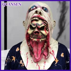QUANSEN หน้ากากฮาโลวีนปาร์ตี้ผู้ใหญ่หน้ากากฮาโลวีนน่ากลัวเหมือนจริง1ชิ้น
