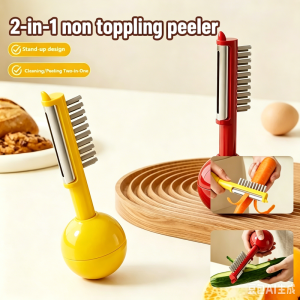 2-in-1 Non Toppling Vegetable Peeler Potato Carrot Peeler Multi-Functional Tumbler Base Vegetable Peeler with Cleaning Brush