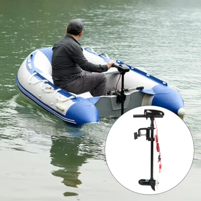 Vitreck 12V 18lbs Động cơ Trolling gắn điện chải cho thuyền bơm hơi và thuyền kayak Điều khiển 2 bánh Cánh quạt 2 cánh