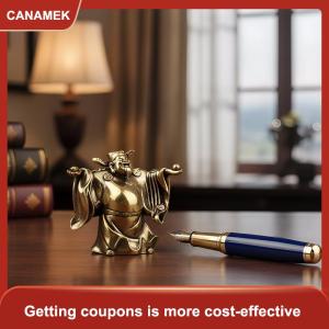 【CANAMEK 】 Brass Wealth Ornament Small Grand Design Elegant Golden Brass Statue for Home Office Fortune Display Table Decor