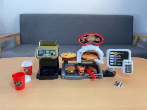 Kid Play House Game Kitchen Fast Food Restaurant Burger Fries Dessert Coffee Machine Cashier SetEducational Role Play Toys2026