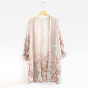 Outer Wanita Korean Style Resti Bahan Ceruty Warna Putih Motif Bisa Untuk Kondangan