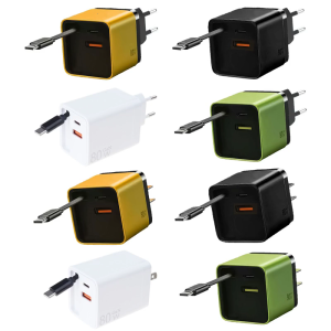 3 Device Fast 80W Tech Retractable Type C Cable with USB Port Foldable Plug Travel