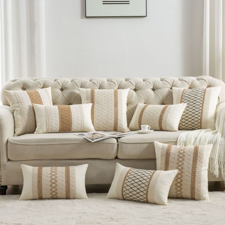 Throw Pillow Covers 18 X 18 Inch for Farmhouse Living Room, Cotton