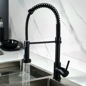 High Quality Pull Out Spring Kitchen Mixer Tap Kitchen Faucet (Silver/Black)