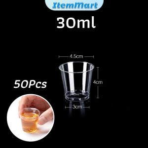 ItemMart 50pcs Disposable Plastic Cup Transparent Household Meal Cup Wedding Cups 30ml 50ml