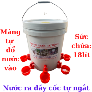 MÁNG UỐNG NƯỚC TỰ ĐỘNG LOẠI THÙNG XÔ 18 LÍT CHO GÀ VỊT NGAN DÙNG HIỆU QUẢ ĐỘ BỀN CAO.