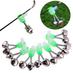 YUNAFIN 10PCS Màu xanh lá cây Câu Cá Biển Bite Lure Lời Khuyên Twin Chuông Nhẫn Rod Kẹp Câu Cá Cắn Báo Động Câu cá Rod Chuông