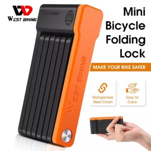WEST BIKING Foldable Mini Bicycle Lock Portable Scooter Electric Bike Chain Lock Security Anti-theft Cycling Lock MTB Road Bicycle Accessories