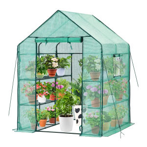 Large Garden Backyard Walk-in Greenhouse Set with Racks and Shelfs