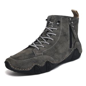 New 2026 Handmade Mens Ankle Boots Design Sneakers Man Outdoor Casual Leather Men Shoes Ankle Boots Fall Breathable Big Size 482026