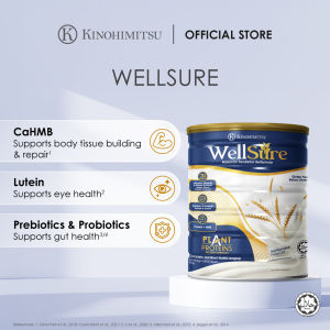 [Anniversary Special - Buy 3 Tins Free Shaker] Kinohimitsu WellSure Pre & Probiotics Plant-Based Complete Nutrition Beverage Supplement Powder 850g - Meal Replacement Muscle Repair