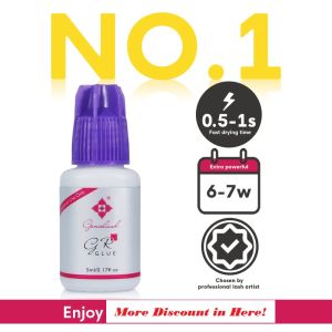 Genielash 0.5-1s fast drying eyelash glue for eyelash extension 6-7w long lasting low irritation adhesives black eyelash