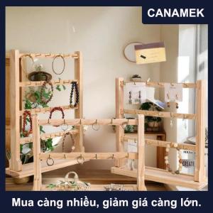 【CANAMEK】 Đồ trang sức bằng gỗ hiển thị đứng Vòng Cổ Vòng đeo tay Móc Chìa Khóa Móc lưu trữ giá Bông tai Pin Trâm chủ đứng tổ chức
