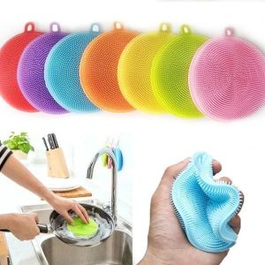 1PCS Silicone Dish Washing Kitchen Bowl Pot Pan Wash Cleaning Brushes Scouring P2454