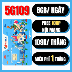 Sim 4G VNSKY sóng Mobifone - Data Tốc Độ Cao 8GB/ngày + Miễn Phí Gọi Nội Mạng - Sẵn 1 Tháng Đâu Dùng Mạng Không Nạp Tiền | 5G89 5G109 . FREESHIP - CHƯA KÍCH HOẠT.