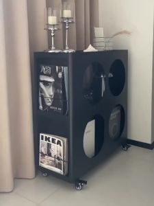 [CozyNest ]Iron Art Storage Cabinet Storage Cabinet Grid Cabinet Bookcase Small Bookshelf Living Room Shelf Movable