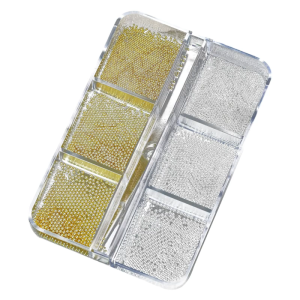 Professional Nail Art Steel Beads Kit With 6 Compartments Shining Metal Beads For Manicure Decoration Storage Case
