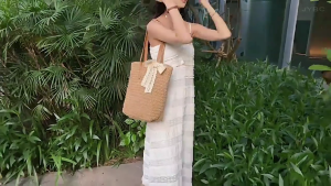 ถุงกระดาษทำด้วยมือสำหรับวันหยุดชายหาดและเมืองเดินทางธนูน้ำหนักเบาและใช้งานได้จริงกระเป๋าสะพายไหล่ด้วยความจุมาก