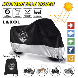 PMShop Universal Motorcycle Cover Waterproof L/3XL Size Motor Cover Outdoor Dust Protection Rainproof Polyester UV Protective Hood with Bag All Weather For Nmax/Aerox/ADV/MIO/Click/PCX/Beat/Gravis and Other with Top Box Big Bikes