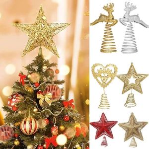 Christmas Tree Star Topper Hollow Plastic For Xmas Tree Ornaments Festival Gift Home Decor
