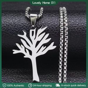 Titanium Steel Tree of Life Pendant Necklace Hip Hop Style Stainless Steel Jewelry for Men Women