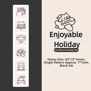 MARINI Mini Cat Shape Stamp DIY Good Mood Series Cartoon Pattern Stamps Cute Simple Diary Stamp Notebook Scrapbooking Decor