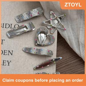 【ZTOYL】 Bạc Y2K Clip tóc cho phụ nữ thanh lịch kim loại Duckbill Clip Side bangs barrettes cô gái Phụ kiện tóc