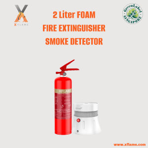 XFLAME 2L Foam Fire Extinguisher with Smoke Detector (10 Years Battery)