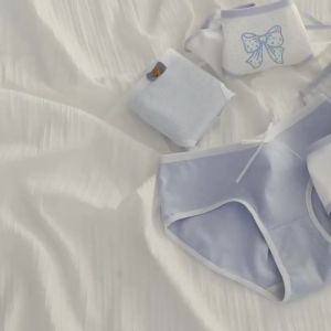 Joe Sir Soft Cotton Panty Blue Underwear Middle Waist Panties Women Breathable Briefs Japanese Style