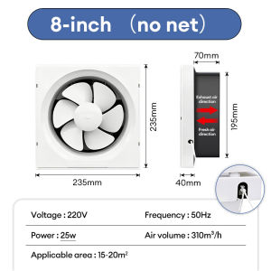 GAA Bidirectional Exhaust Fan with Pull Cord Control Switch Two-way Airflow Exhaust Fan Powerful Metal Body Design