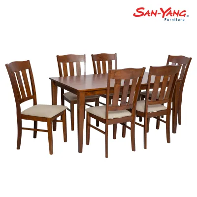 San-Yang Furniture Dining Set 6-Seater Mahogany 300436