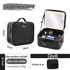 cốp đựng mỹ phẩm có đèn LED Có gương hộp đựng mỹ phẩm du lịch Hộp lưu trữ mỹ phẩm dung lượng lớn Vali chuyên gia trang điểm di động để sử dụng tại nhà