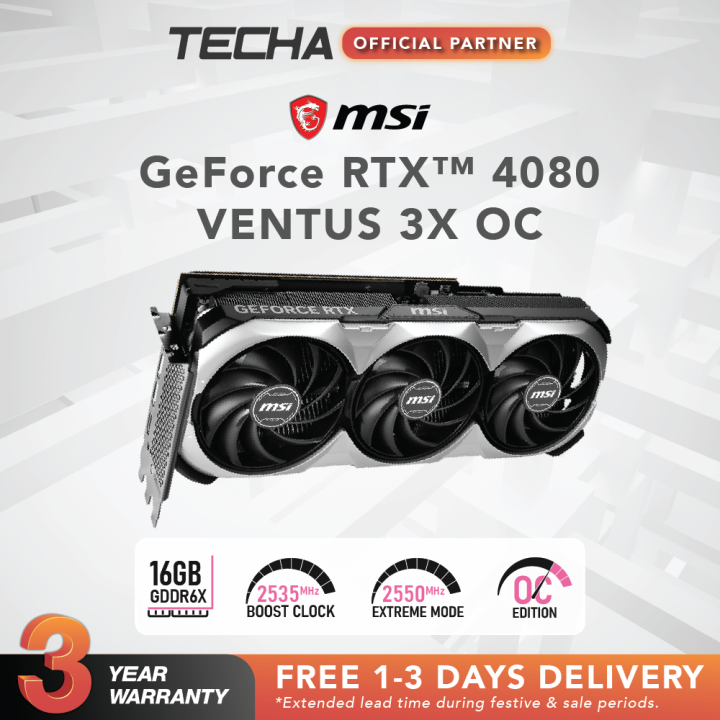 MSI GeForce RTX 4080 VENTUS 3X 16GB GDDR6X OC Edition