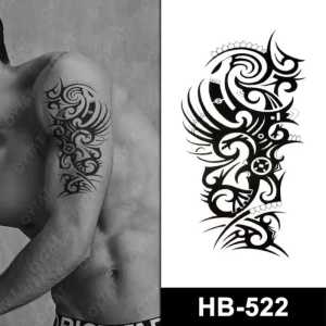 Tato Temporer Tattoo Tatto Temporary Tahan Air Sementara Anti Air Seri HB-522 Motif Tribal Sayap Bunga