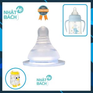 Núm vú cổ rộng núm ty silicon siêu mềm Aki cho bé Size S M L Y